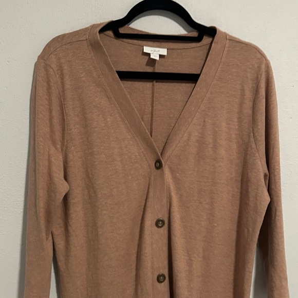 J. Jill organic cotton Brown Button Down cardigan Shirt with pockets - Picture 3 of 4